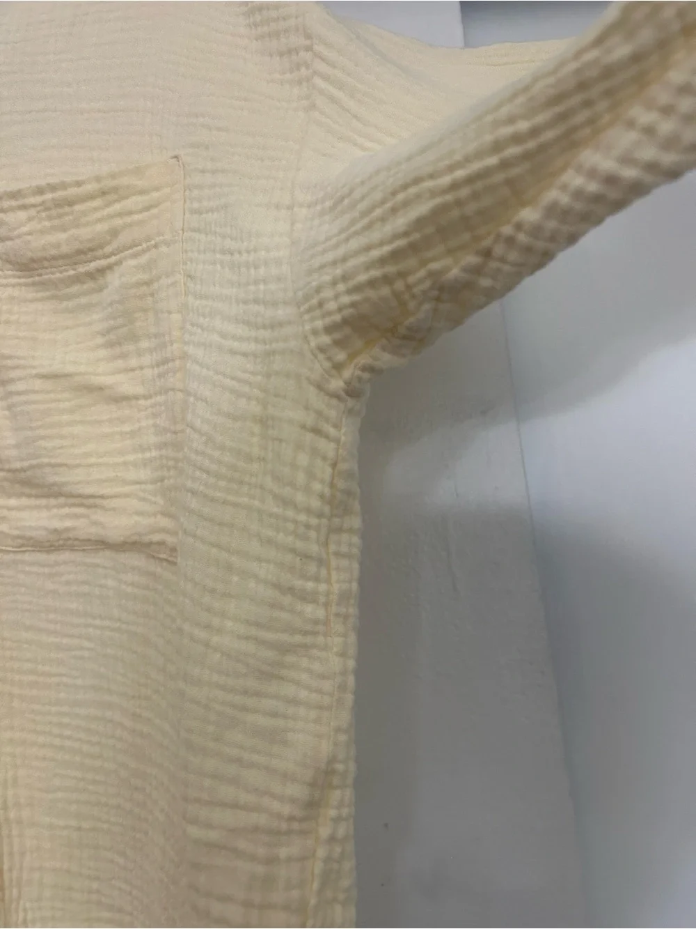 Magaschoni Butter Yellow Organic Cotton Gauze Oversized Button Down Boho XS